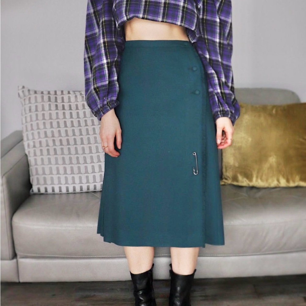 Vintagee Wool Midi Skirt